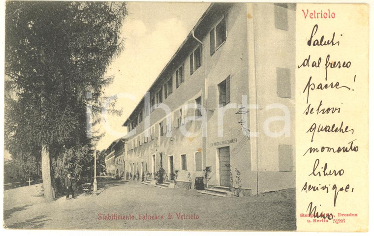 1904 VETRIOLO TERME (TN) Stabilimento balneare *Cartolina ANIMATA FP VG