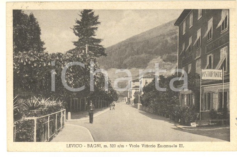 1940 LEVICO TERME Viale VITTORIO EMANUELE III e ristorante *Cartolina FP VG