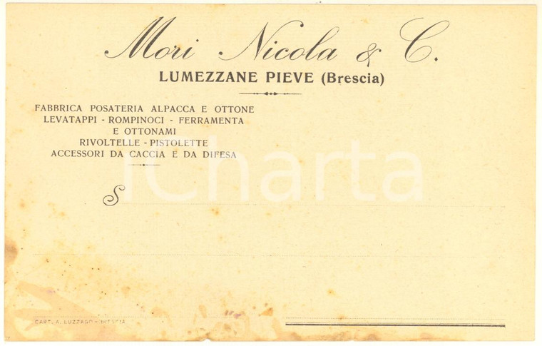 1930 ca LUMEZZANE (BS) Nicola MORI Fabbrica posaterie e rivoltelle *Cartolina