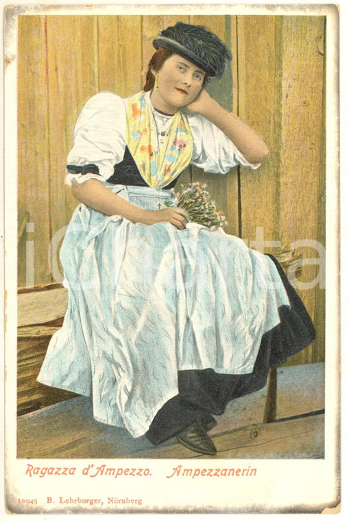 1915 ca COSTUMI FRIULI Ragazza di AMPEZZO *Cartolina postale VINTAGE FP NV
