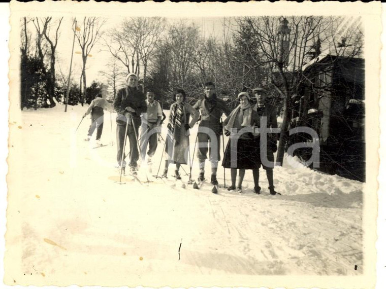 1933 SAN MAURIZIO DI BRUNATE (CO) Gruppo di sciatori in pista *Foto VINTAGE 12x8