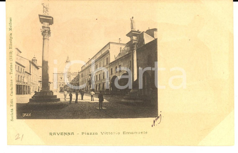 1900 ca RAVENNA Piazza Vittorio Emanuele *Cartolina VINTAGE ANIMATA FP NV