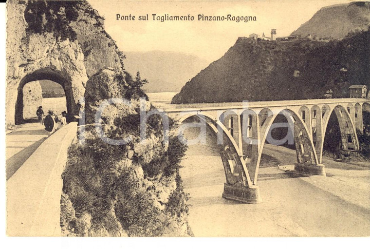 1915 PINZANO AL TAGLIAMENTO (PN) Ponte sul fiume per RAGOGNA *Cartolina ANIMATA