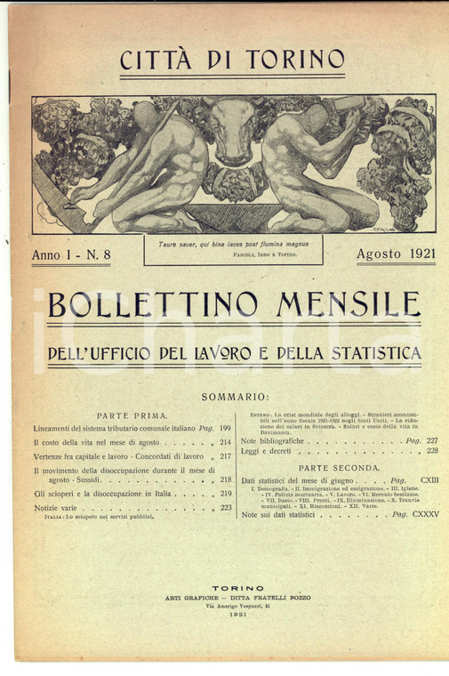 1921 Città di TORINO Il sistema tributario comunale *Bollettino anno I n° 8