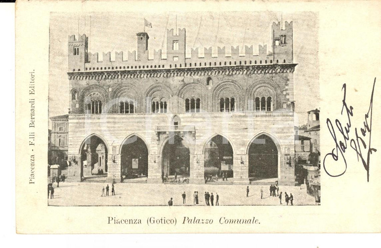 1902 PIACENZA Palazzo Comunale *Cartolina postale ANIMATA FP VG