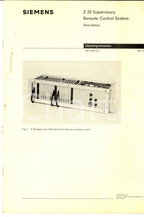 1974 SIEMENS Z 20 Supervisory Remote Control System *Brochure 8 pp.