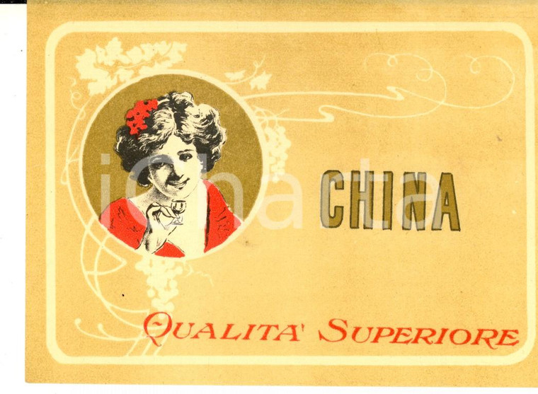 1920 ca Liquore CHINA Qualità superiore - Etichetta pubblicitaria VINTAGE 13x9 