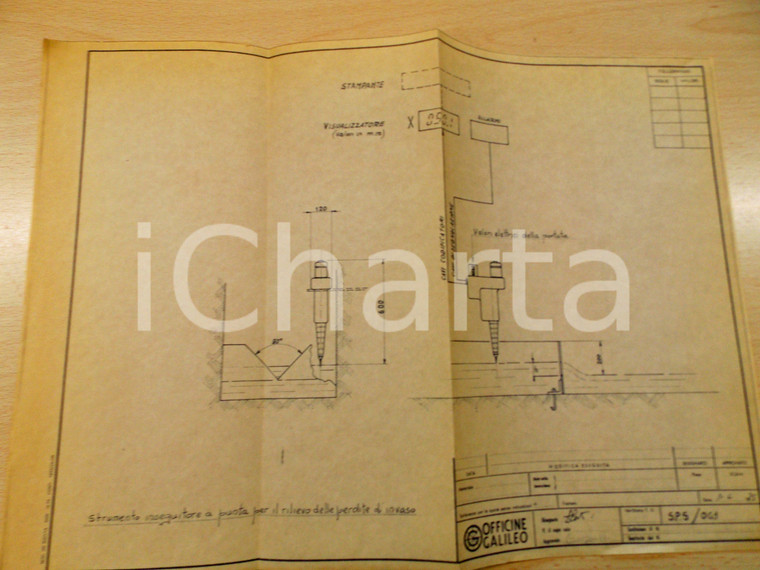 1975 OFFICINE GALILEO Inseguitore a punta perdite invaso *Schema 42x30cm