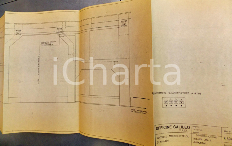 1974 OFFICINE GALILEO Centrale di MILAZZO - Misura delle rotazioni *Schema