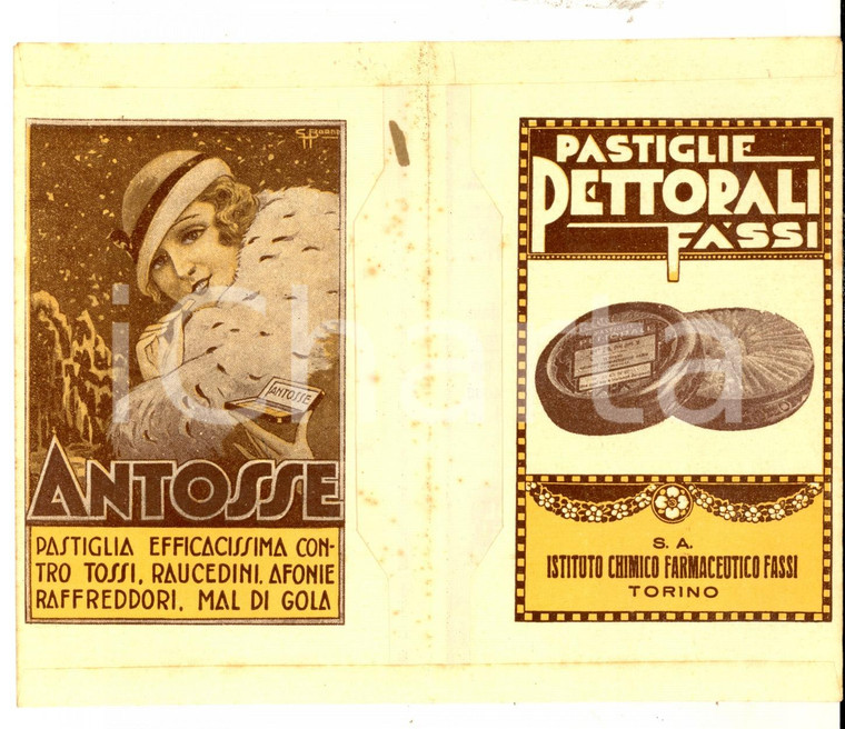 1915 ca TORINO Istituto FASSI Busta portanegativi ILLUSTRATA - UROLITOL ANTOSSE
