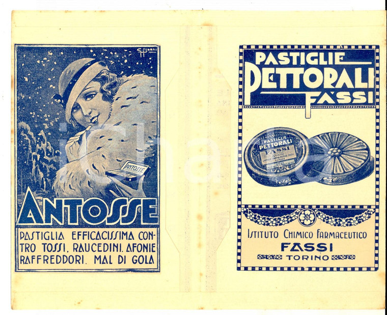 1915 ca TORINO Istituto FASSI Busta portanegativi ILLUSTRATA UROLITOL / ANTOSSE