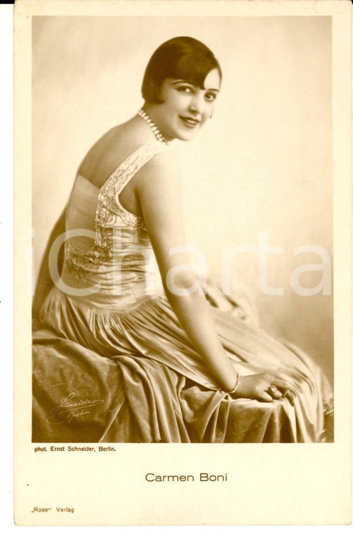 1920 ca CINEMA Attrice Carmen BONI Ritratto con abito chiaro *Cartolina FP NV