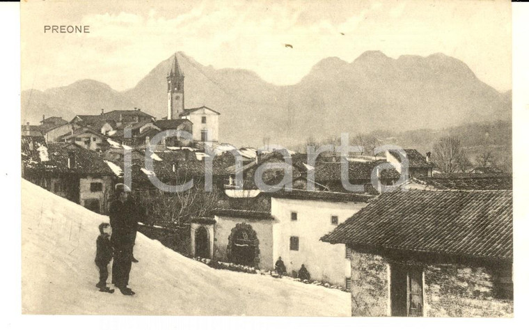 1920 PREONE (UD) Panorama del paese innevato *Cartolina ANIMATA FP