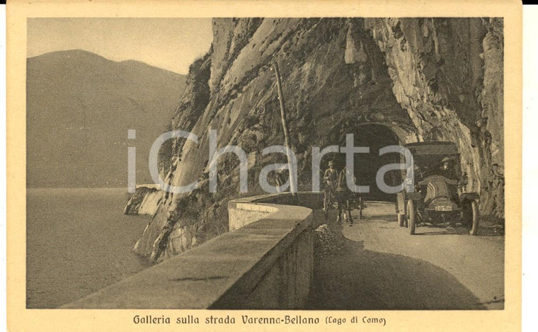 1920 ca VARENNA Galleria strada per BELLANO *Cartolina ANIMATA auto e calesse