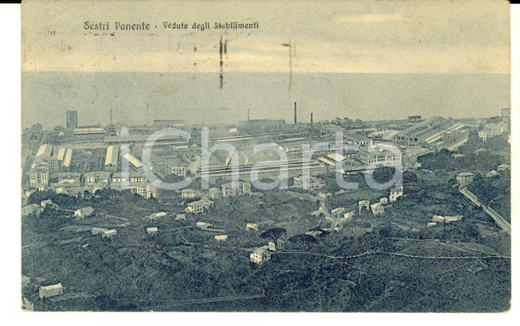 1928 SESTRI PONENTE Veduta degli stabilimenti *Cartolina postale FP VG