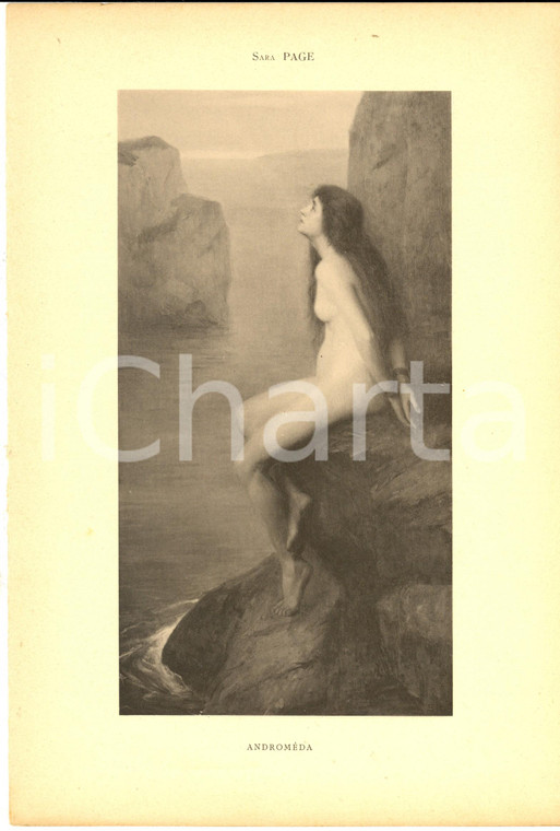 1910 ca Sara PAGE Androméda - Nu féminin *Stampa EROTICA VINTAGE 20x30 cm