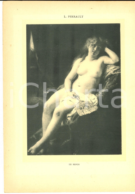 1910 ca L. PERRAULT Le repos - Nu féminin *Stampa EROTICA VINTAGE 20x30 cm