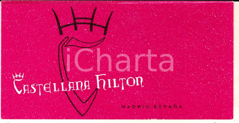 1970 ca MADRID CASTELLANA HILTON Biglietto pubblicitario VINTAGE