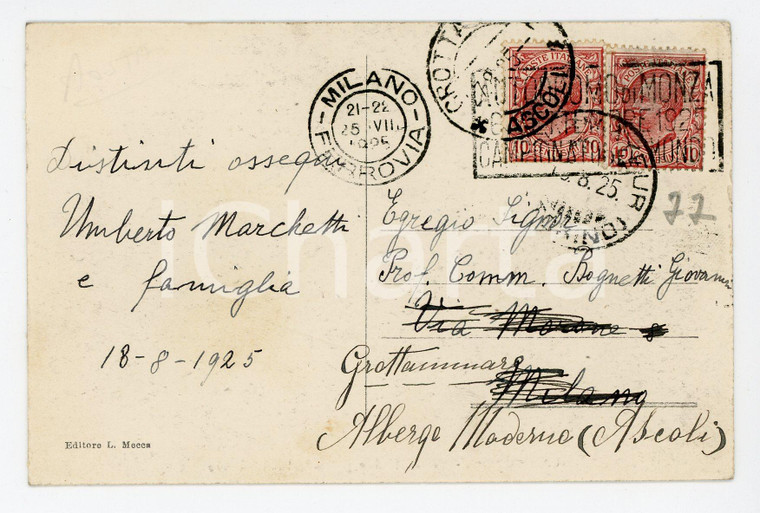 1925 COURMAYEUR (AO) Veduta panoramica *Cartolina Umberto MARCHETTI FP VG