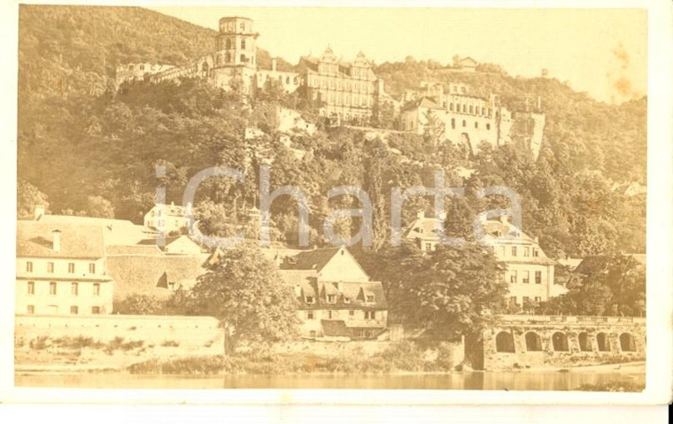 1870 ca Veduta del Castello di HEIDELBERG *Foto L. MEDER CDV VINTAGE