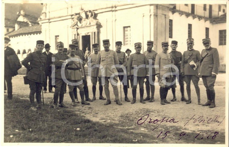 1918 WW1 OROPA Gruppo di ufficiali davanti al santuario *Foto 15x10 cm