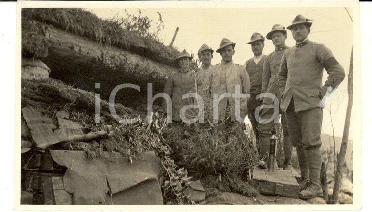 1918 WW1 ZONA DI GUERRA Ufficiali ARTIGLIERIA DA MONTAGNA al fronte *Foto 15x10