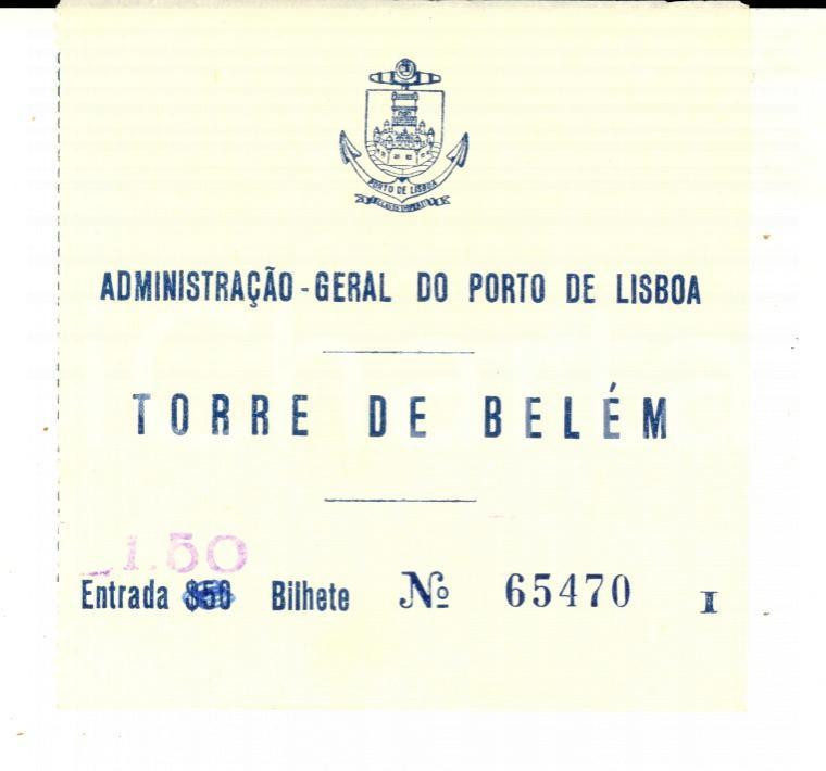 1970 ca PORTO DE LISBOA (PORTUGAL) Biglietto ingresso TORRE DE BELEM