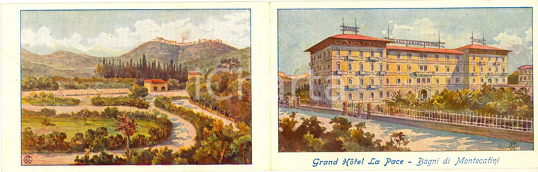 1908 MONTECATINI TERME Veduta GRAND HOTEL LA PACE *Cartolina DOPPIA FP VG