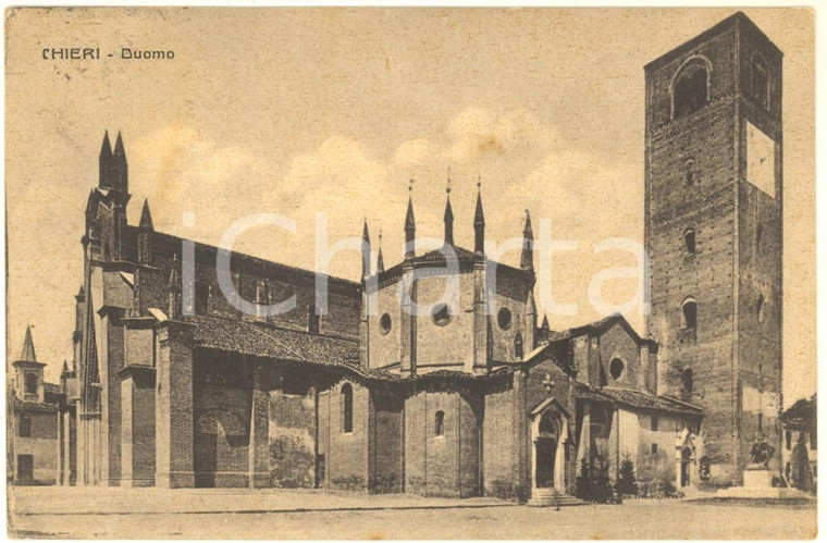 1934 CHIERI (TO) Veduta del Duomo *Cartolina VINTAGE FP VG