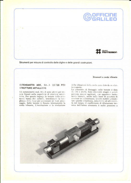 1975 ca OFFICINE GALILEO Estensimetri per strutture metalliche *Volantino 