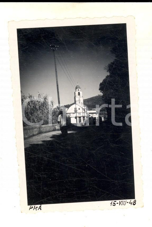 1948 GENOVA PRA' Veduta con la chiesa di S. MARIA ASSUNTA *Foto VINTAGE 7x10 cm