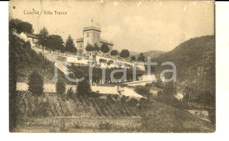 1918 CASELLA (GE) Veduta di VILLA TRUCCO *Cartolina postale RARA FP VG