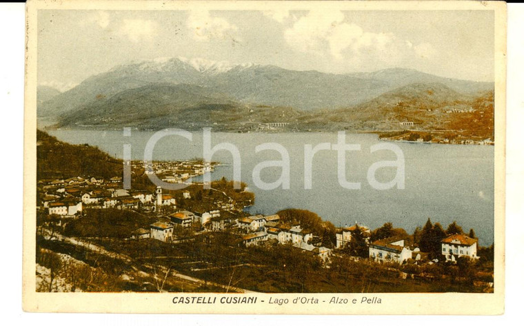 1910 ca CASTELLI CUSIANI Alzo e Pella sul Lago d'Orta *Cartolina postale FP VG
