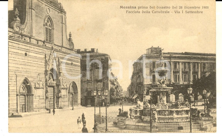 1910 ca MESSINA Facciata della cattedrale prima del terremoto *Cartolina NV