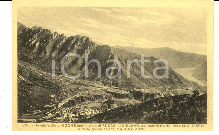 1942 ZONE (BS) Vallata con la vista di RUCCA, CISLANO e Monte PURA *Cartolina NV