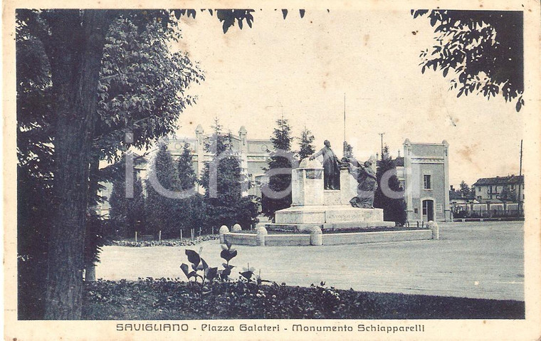 1939 SAVIGLIANO (CN) PIazza Galateri - Monumento Schiapparelli *Cartolina FP VG