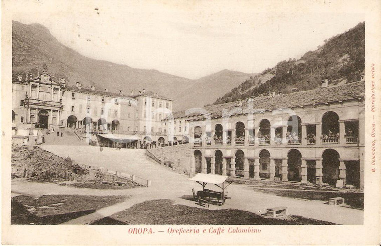 1905 ca SANTUARIO DI OROPA Oreficeria e Caffè Colombino *Cartolina FP VG