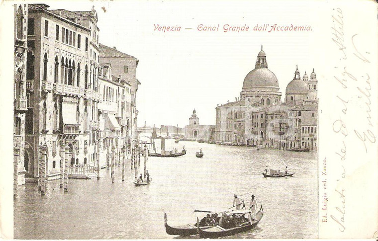 1905 VENEZIA Canal Grande visto dall'Accademia - Gondole *Cartolina FP NV