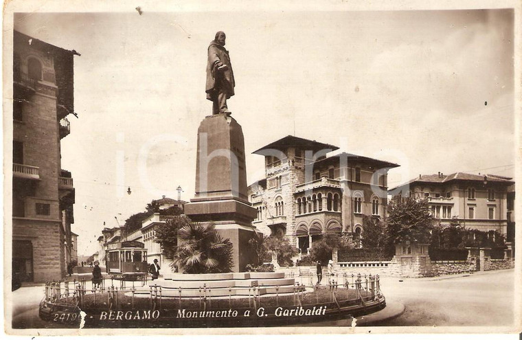 1933 BERGAMO Monumento a Giuseppe GARIBALDI *Cartolina FP VG