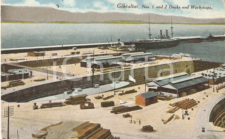 1955 ca GIBRALTAR Docks and workshops *Cartolina FP NV