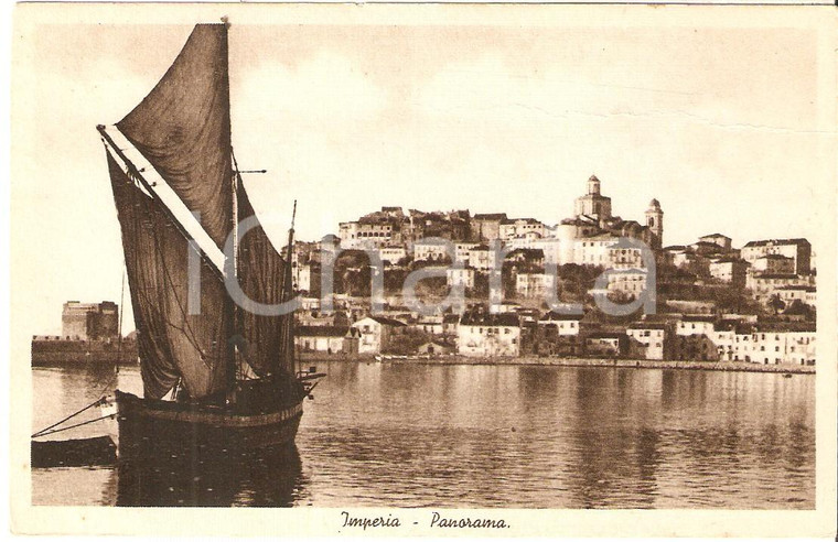 1930 ca IMPERIA Panorama con barca dei pescatori *Cartolina FP NV