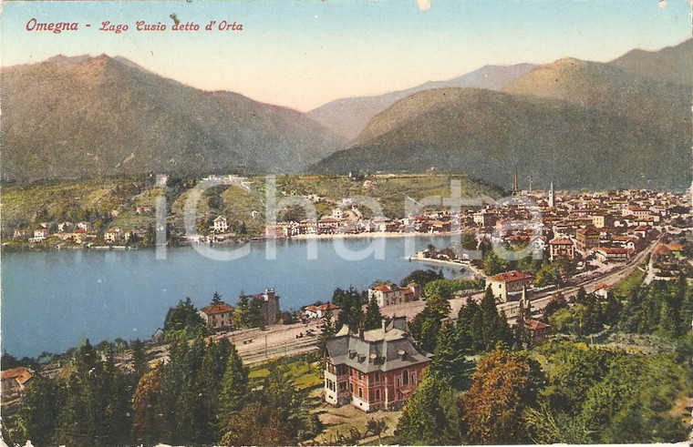 1931 OMEGNA (VB) Panorama con Lago CUSIO o Lago d'ORTA  *Cartolina FP VG