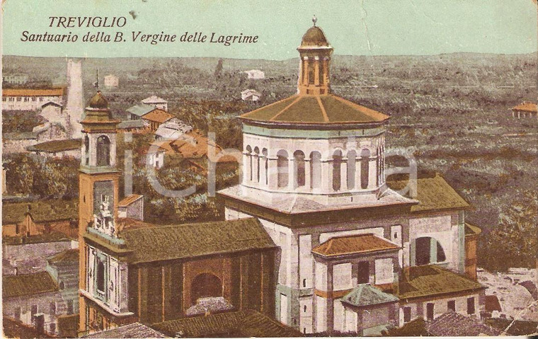 1920 ca TREVIGLIO (BG) Santuario Vergine delle Lagrime *Cartolina DANNEGGIATA FP