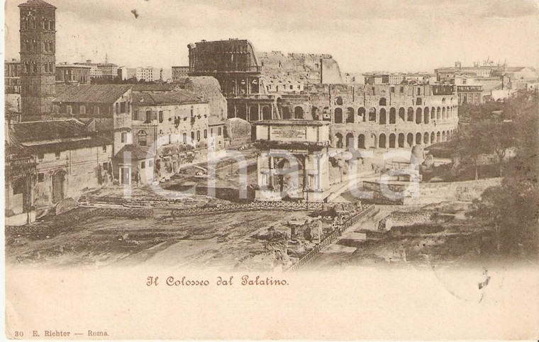 1901 ROMA Il Colosseo visto dal PALATINO *Cartolina FP VG