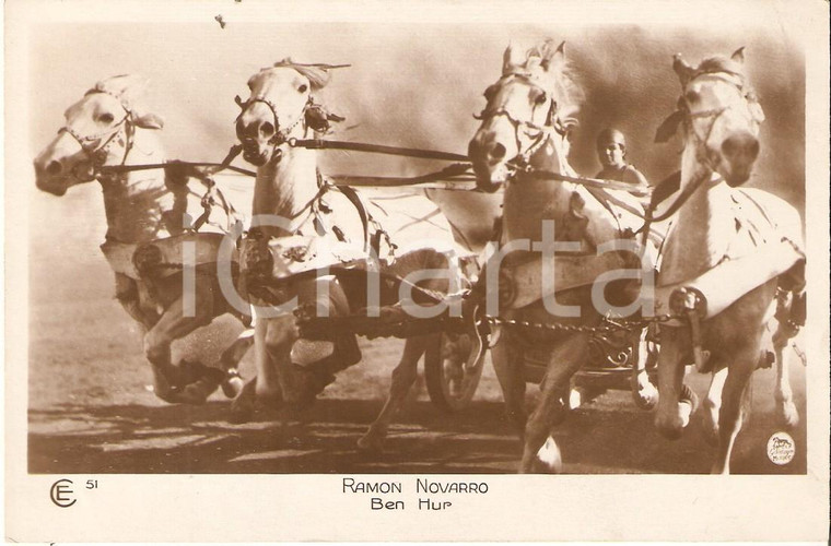 1926 BEN HUR Ramon NOVARRO durante corsa delle bighe *Cartolina FP NV