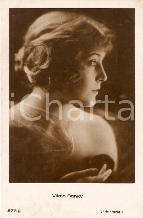 1925 ca CINEMA Vilma BANKY Ritratto dell'attrice di profilo *Cartolina FP NV
