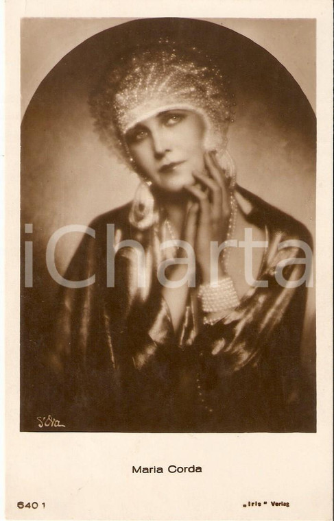 1925 ca CINEMA Attrice Maria CORDA indossa copricapo orientale *Cartolina FP NV