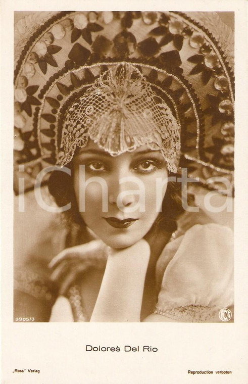 1925 ca CINEMA Attrice Dolores DEL RIO con copricapo orientale *Cartolina FP NV