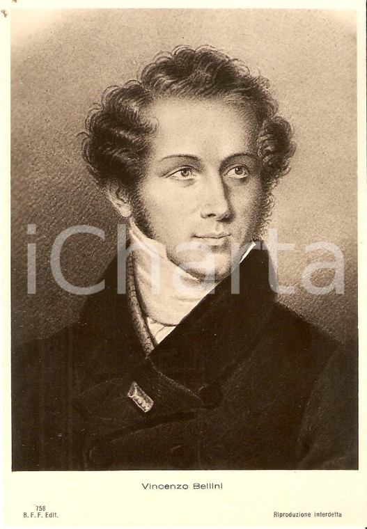 1940 ca MUSICA Ritratto di Vincenzo BELLINI Compositore *Cartolina FG NV