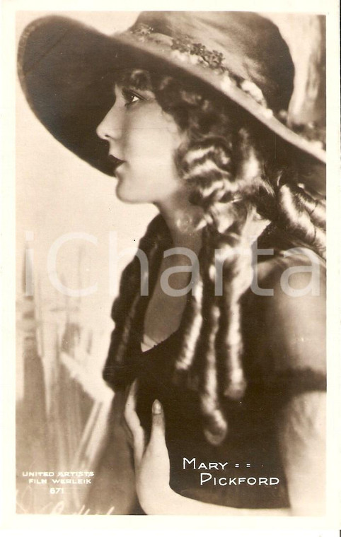 1925 ca CINEMA Attrice Mary PICKFORD Ritratto con cappello *Cartolina FP NV